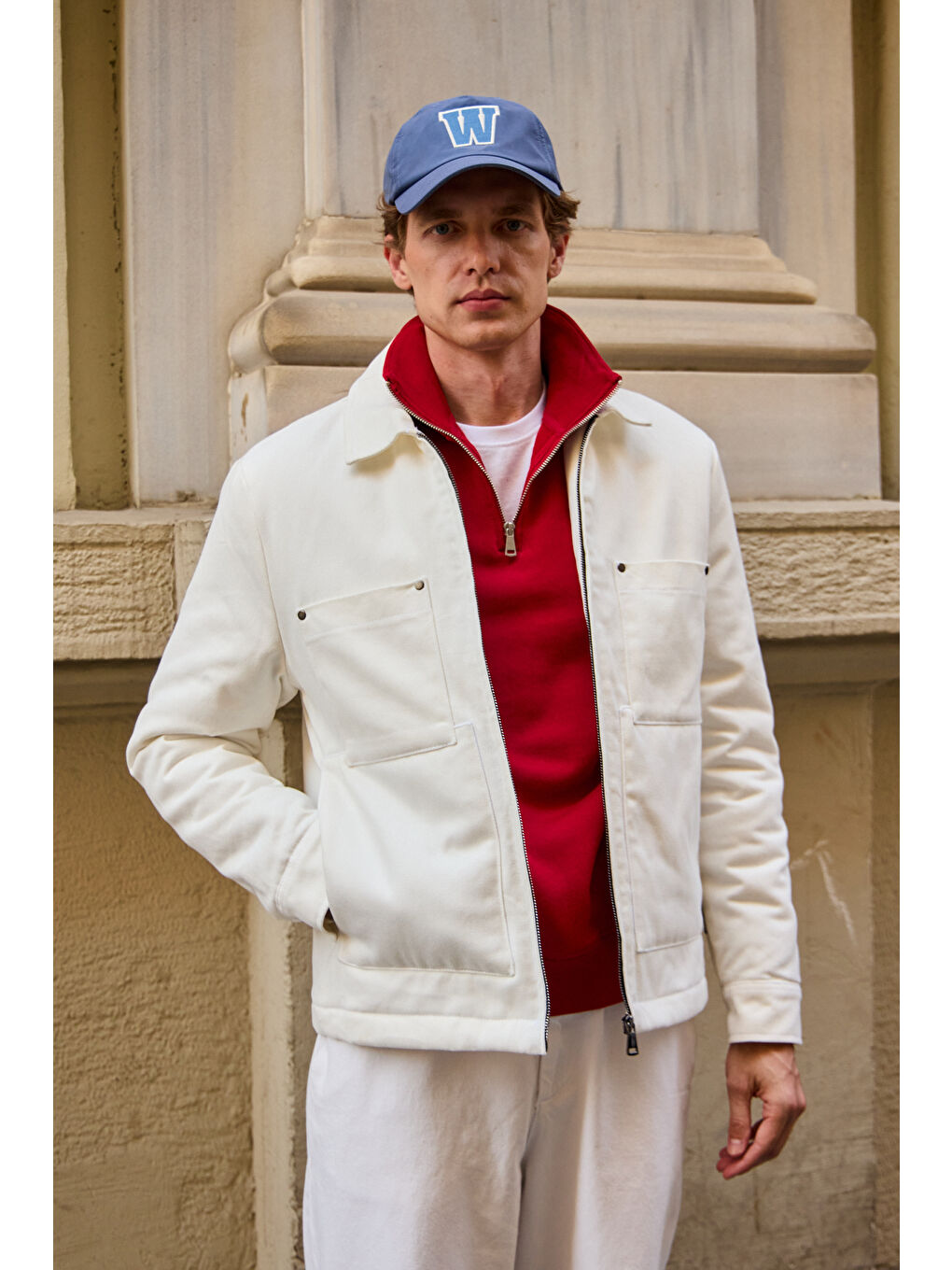 Erkek Pamuklu %100 Pamuk Ceket Mont Ekru-1