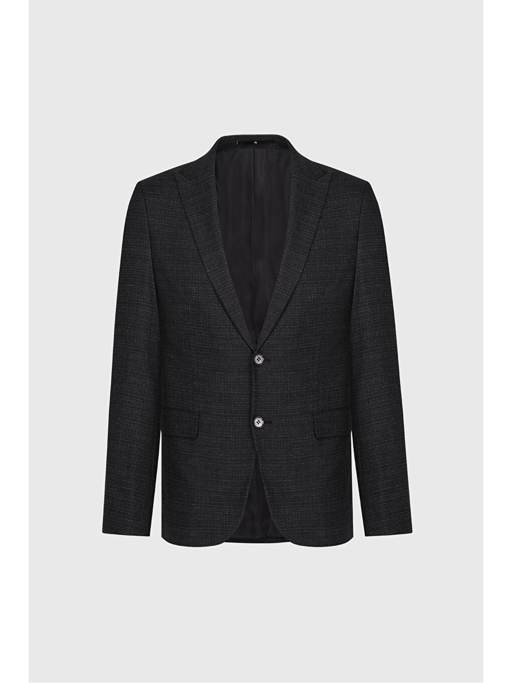 Erkek Siyah-Gri Slim Fit Dar Kesim Kırlangıç Yaka Desenli Çift Pantolonlu Ceket