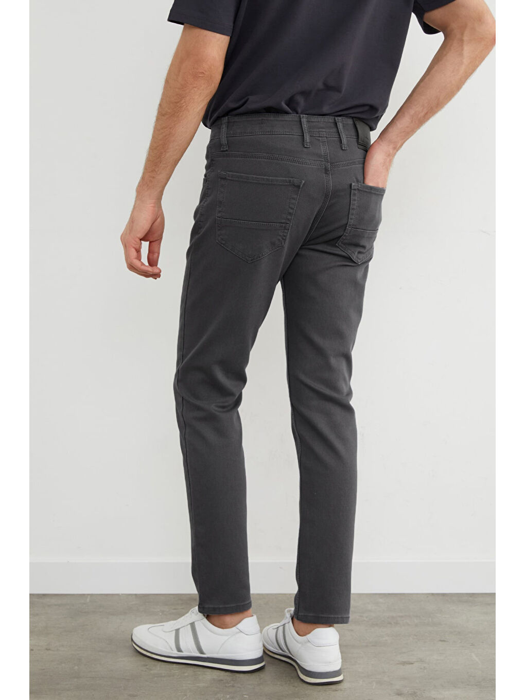 Gri Fermuarlı Slim Fit Jean-2