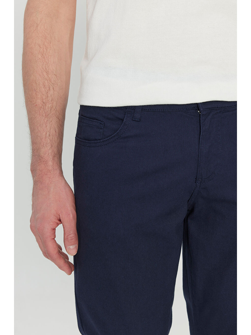 Erkek Lacivert Pamuklu Slim Fit Dar Kesim 5 Cep Esnek Casual Pantolon-3