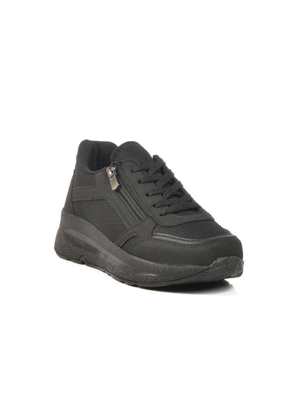 Siyah Nubuk Fileli Hafif Kadın Spor Ayakkabı 2420 G-2