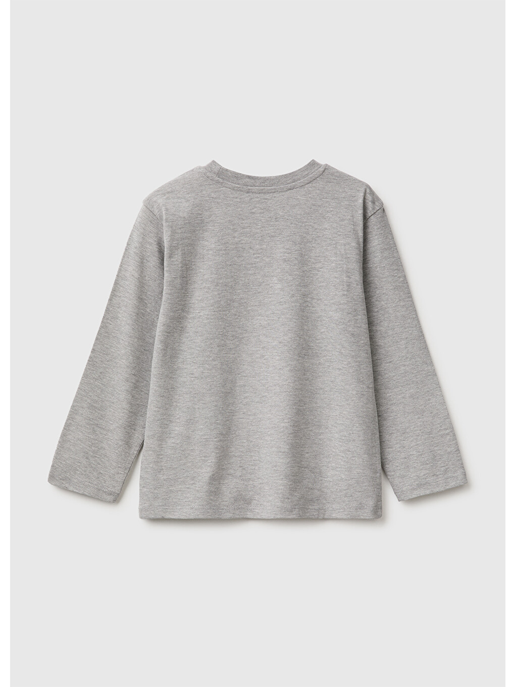 Erkek Bebek Gri Melanj Önü Baskılı Uzun Kollu Tişört-1