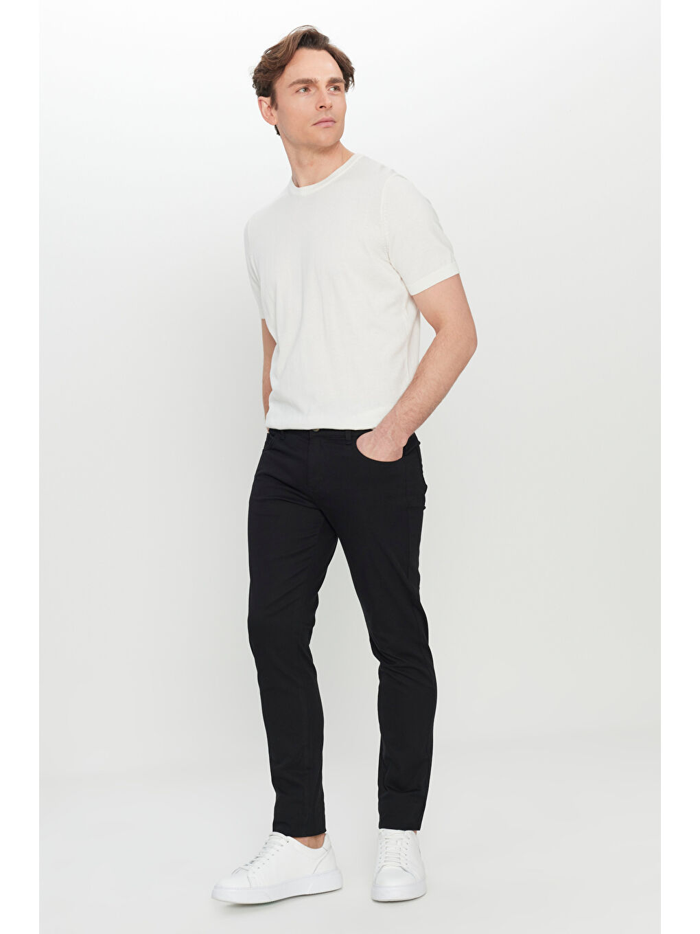 Erkek Siyah Pamuklu Slim Fit Dar Kesim 5 Cep Esnek Casual Pantolon-2