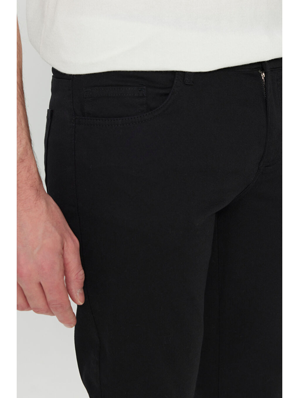 Erkek Siyah Pamuklu Slim Fit Dar Kesim 5 Cep Esnek Casual Pantolon-3