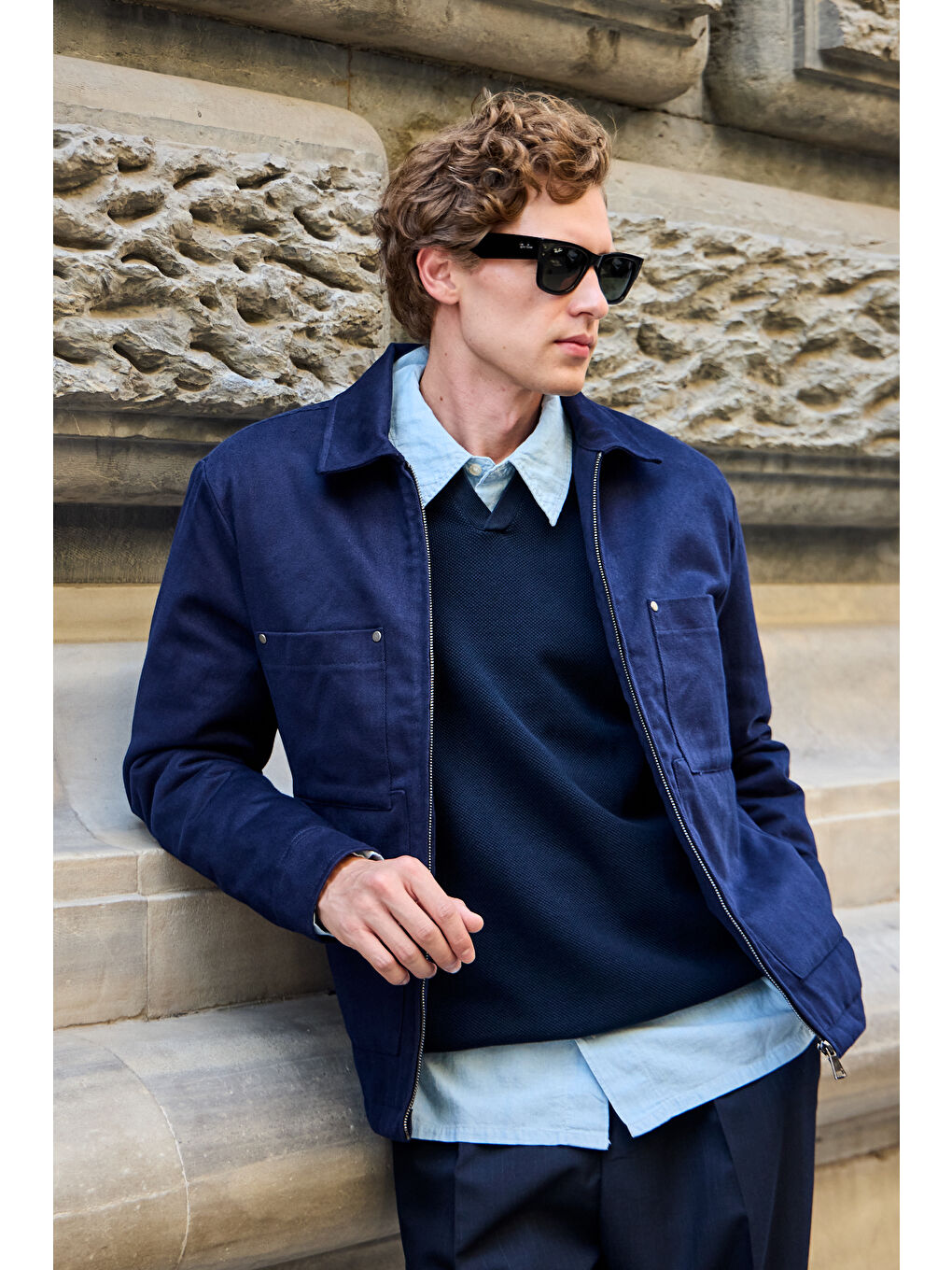 Erkek Pamuklu %100 Pamuk Ceket Mont Lacivert-2