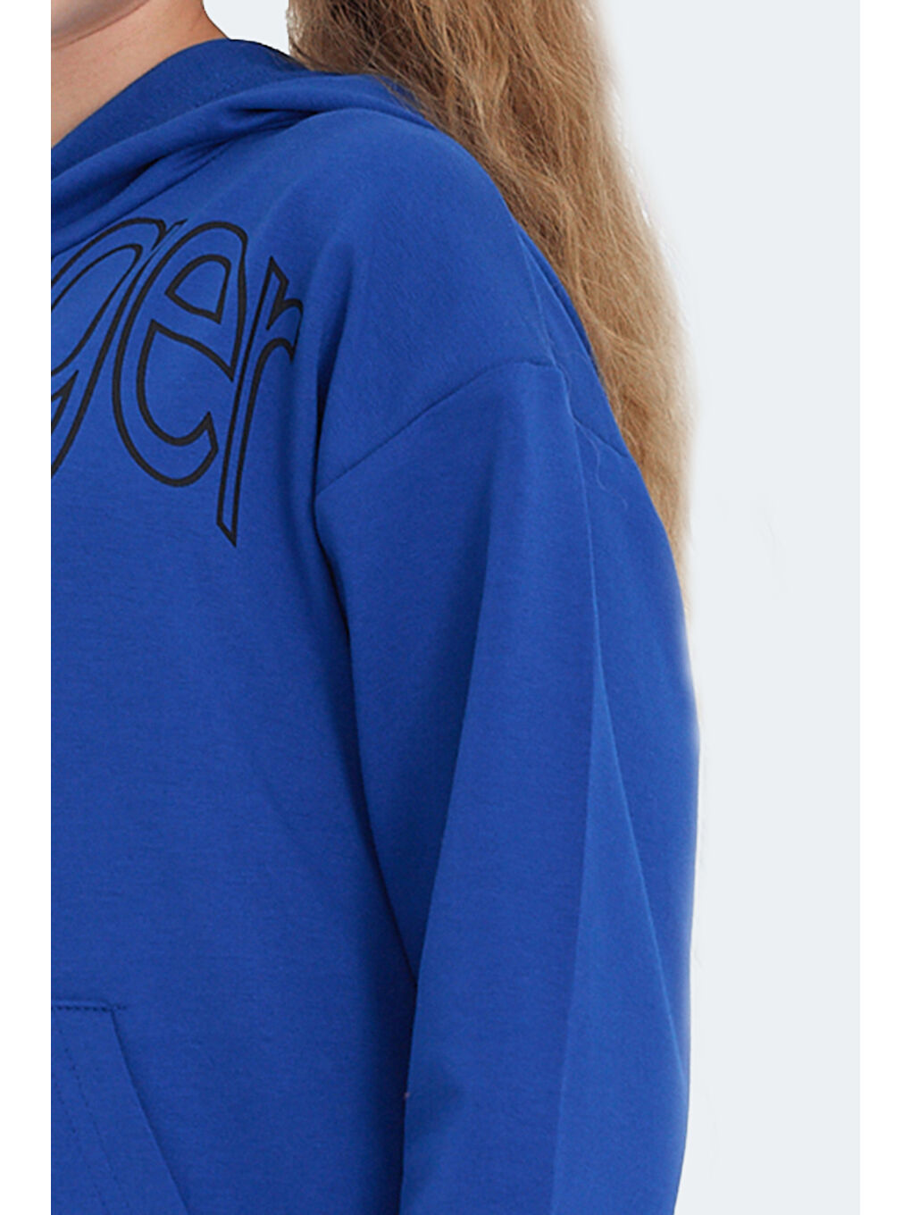 LETTO Unisex Çocuk Kapüşonlu Cepli Saks Mavi Sweatshırt-2