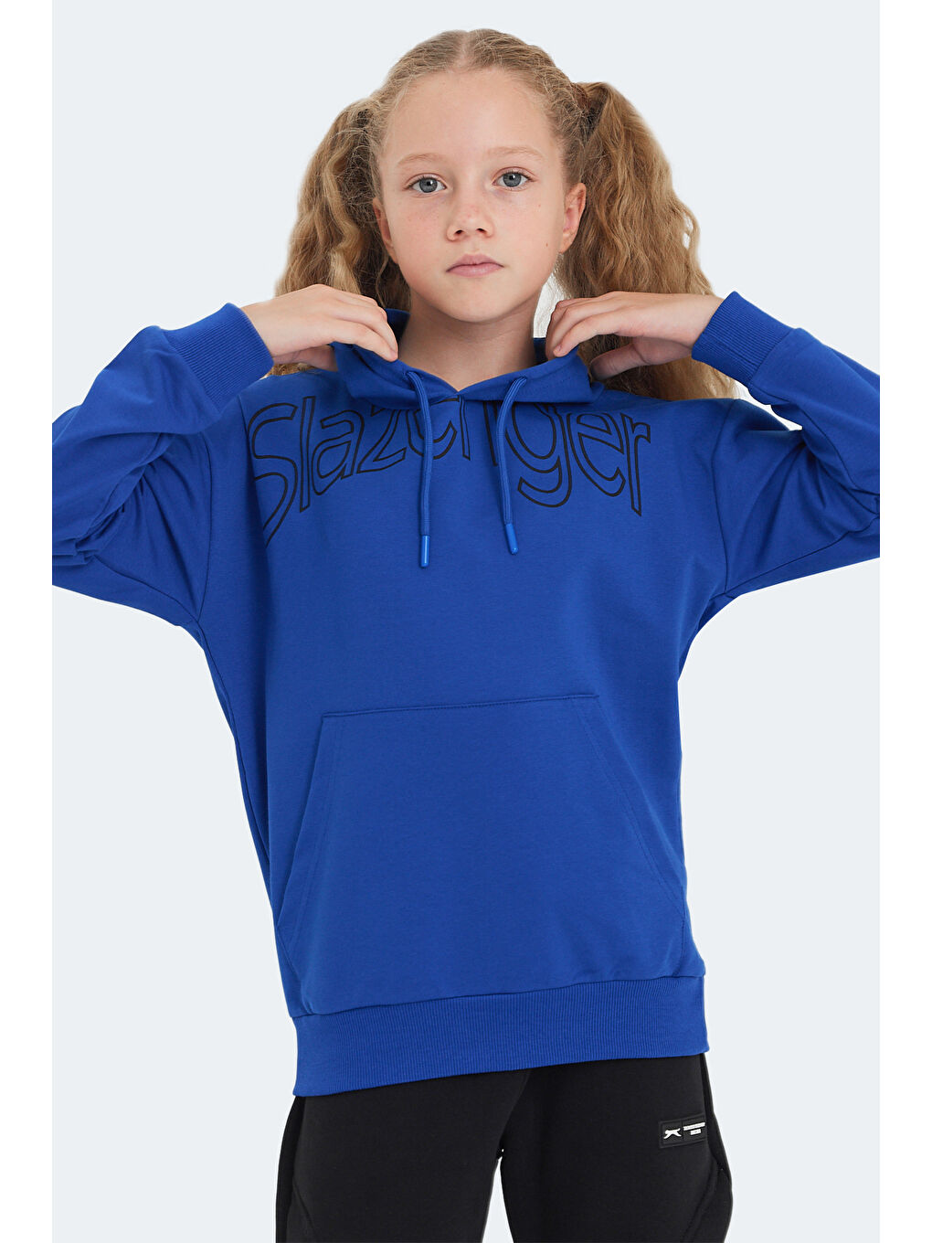 LETTO Unisex Çocuk Kapüşonlu Cepli Saks Mavi Sweatshırt-3