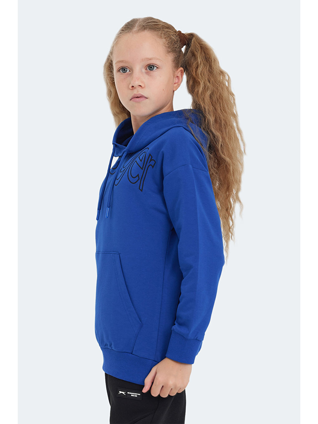 LETTO Unisex Çocuk Kapüşonlu Cepli Saks Mavi Sweatshırt-4