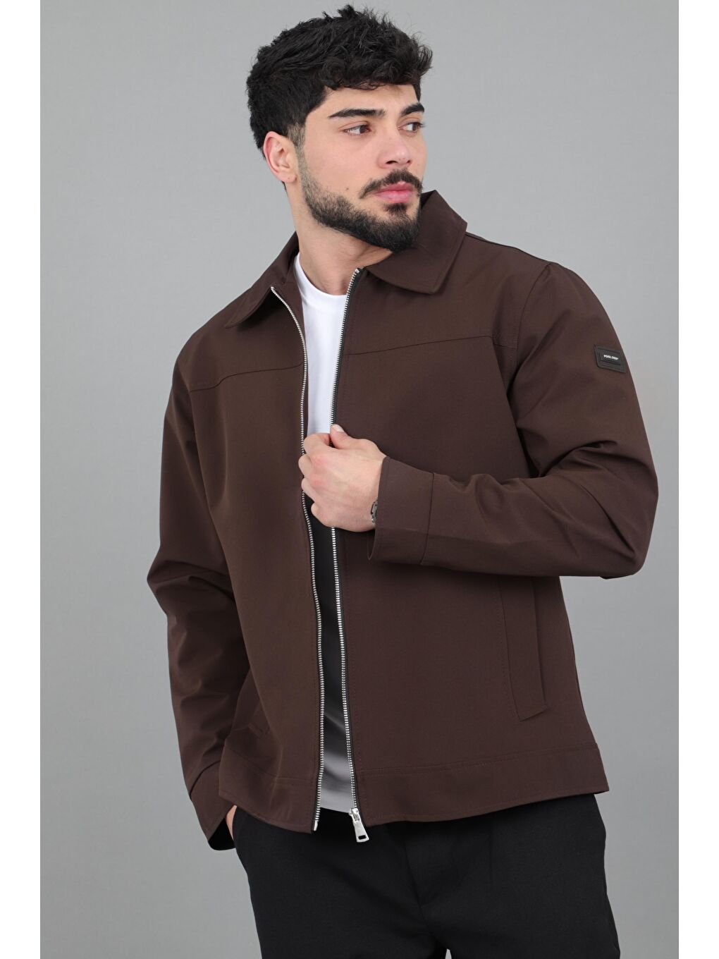 Kahverengi Yakalı Fermuarlı Mevsimlik Mont PLDP 3033_60390-1