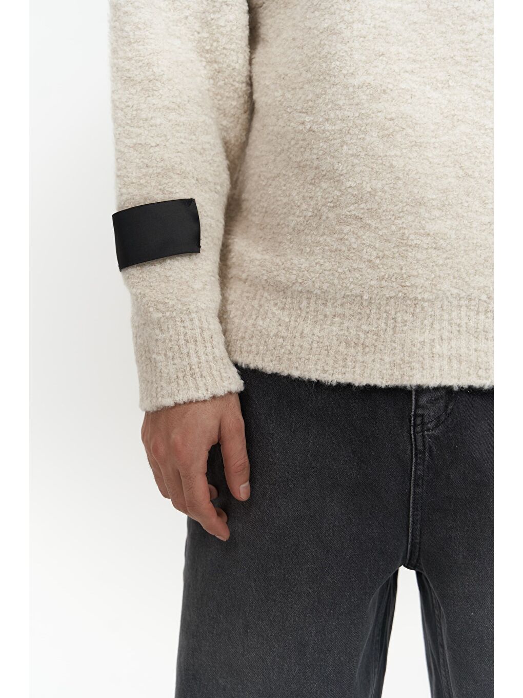 Zane Fermuar Detay Bej Erkek Triko Kazak-5