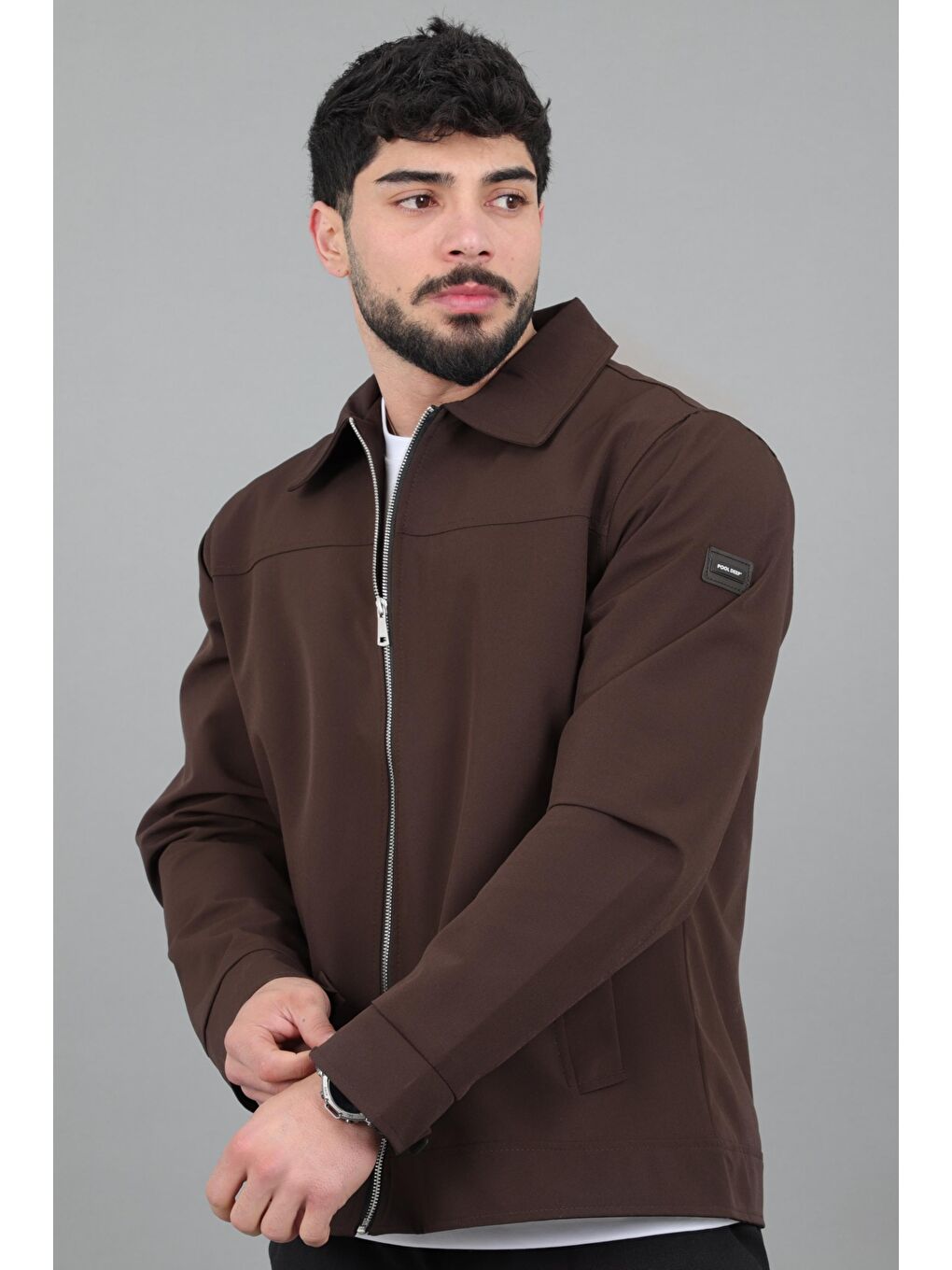 Kahverengi Yakalı Fermuarlı Mevsimlik Mont PLDP 3033_60390-4