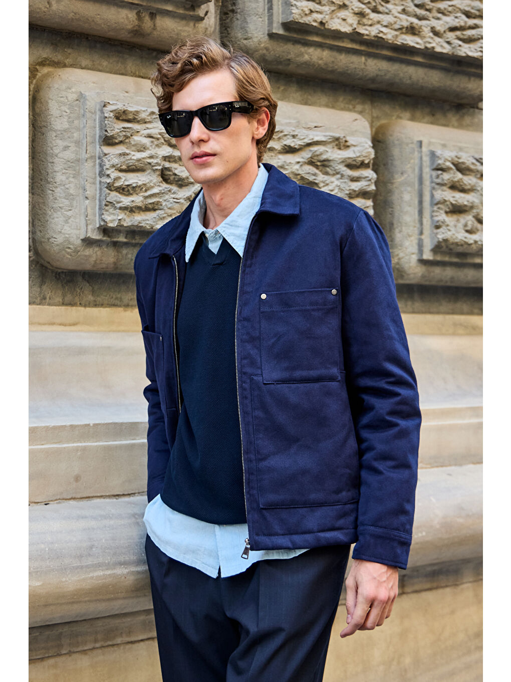 Erkek Pamuklu %100 Pamuk Ceket Mont Lacivert-3