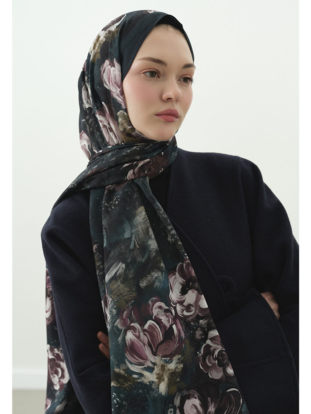 Petrol MADELEINE DESENLİ PAMUK VİSKON ŞAL PETROL-1