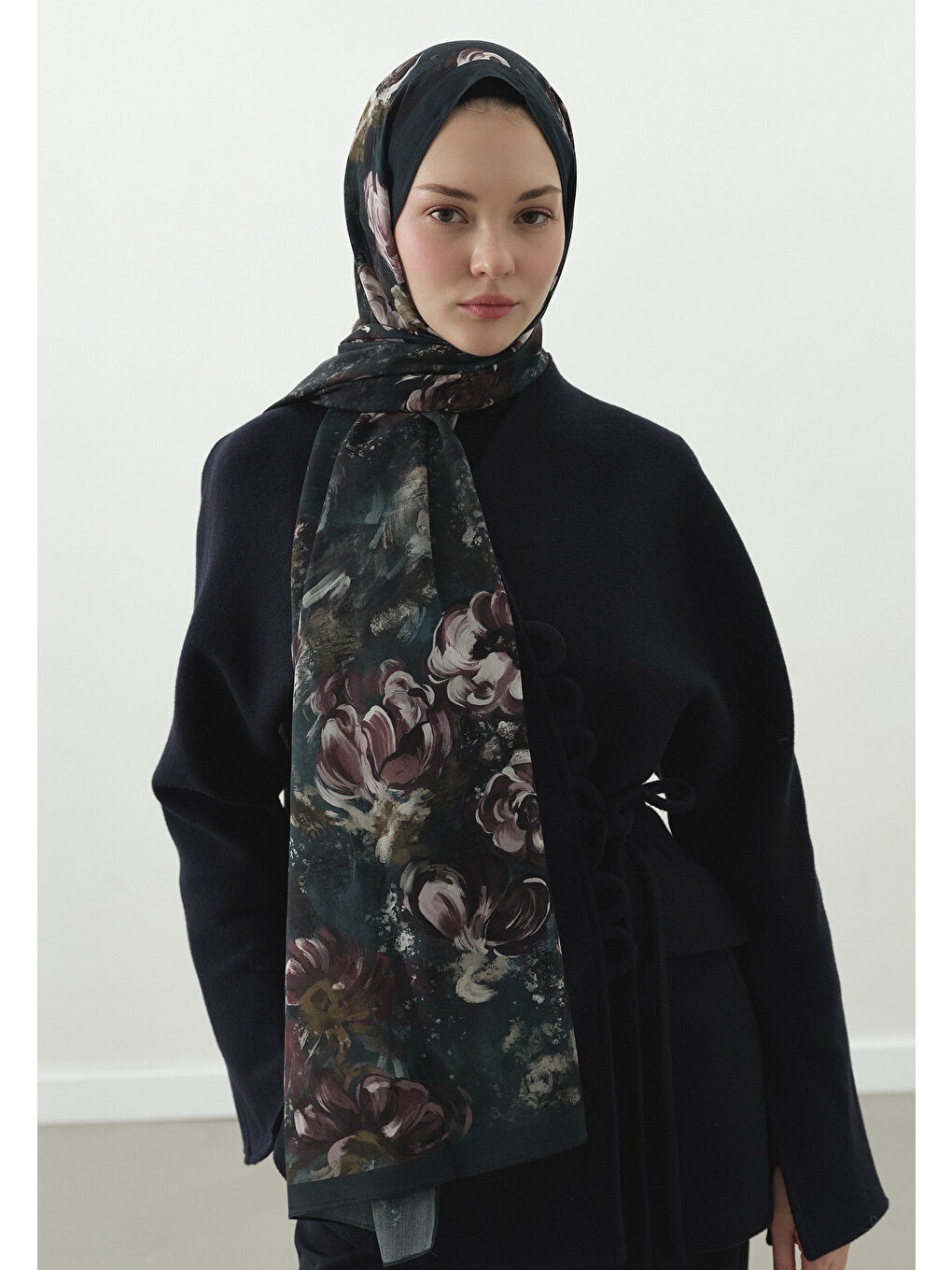 Petrol MADELEINE DESENLİ PAMUK VİSKON ŞAL PETROL-2