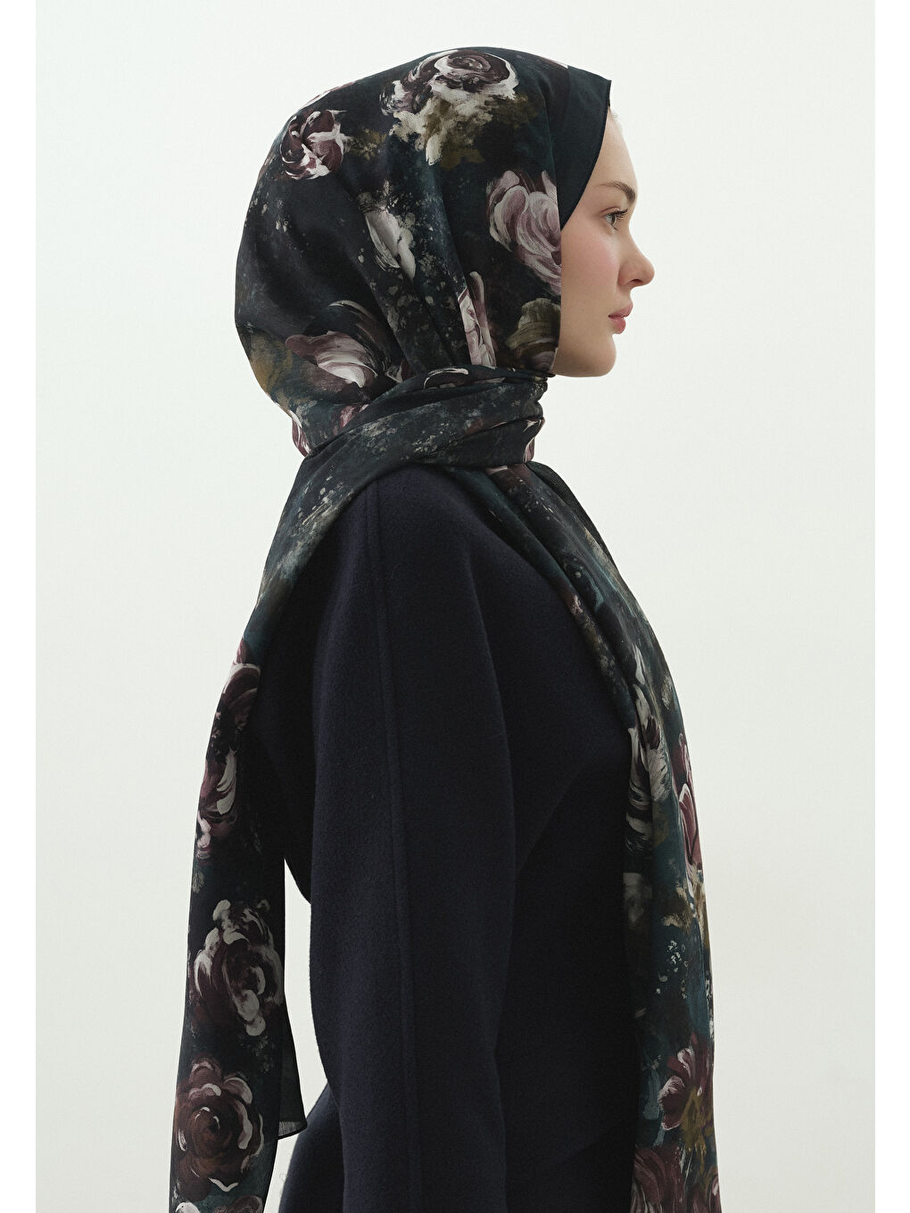 Petrol MADELEINE DESENLİ PAMUK VİSKON ŞAL PETROL-3