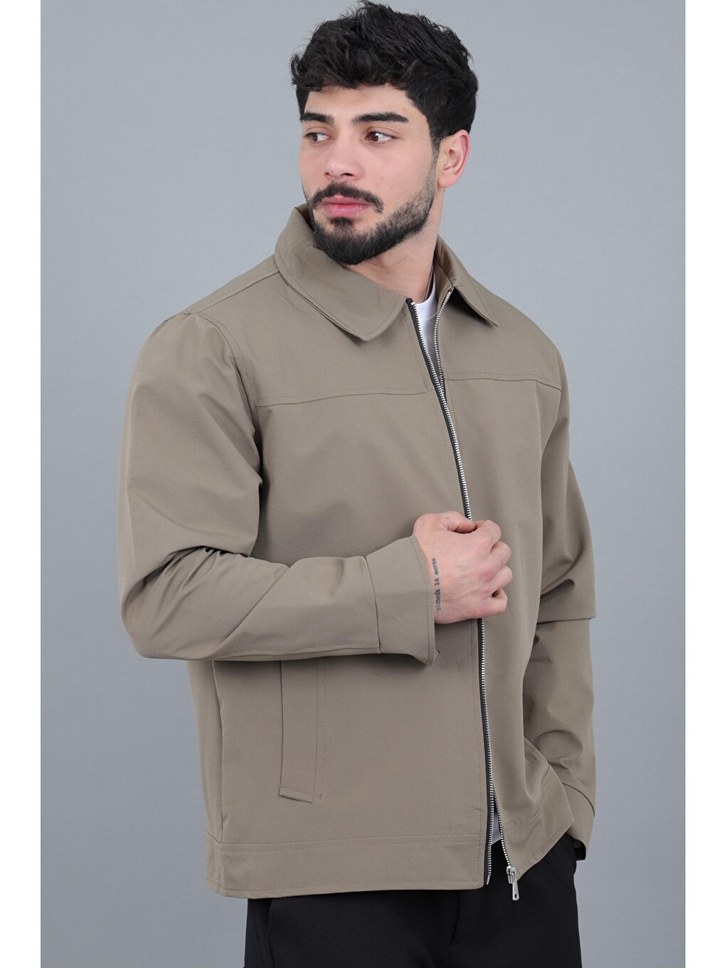 Bej Yakalı Fermuarlı Mevsimlik Mont Pldp 3033_60390