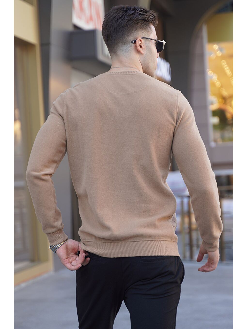 Kahverengi Bisküvi Desenli Bisiklet Yaka Triko Kazak 5968-1