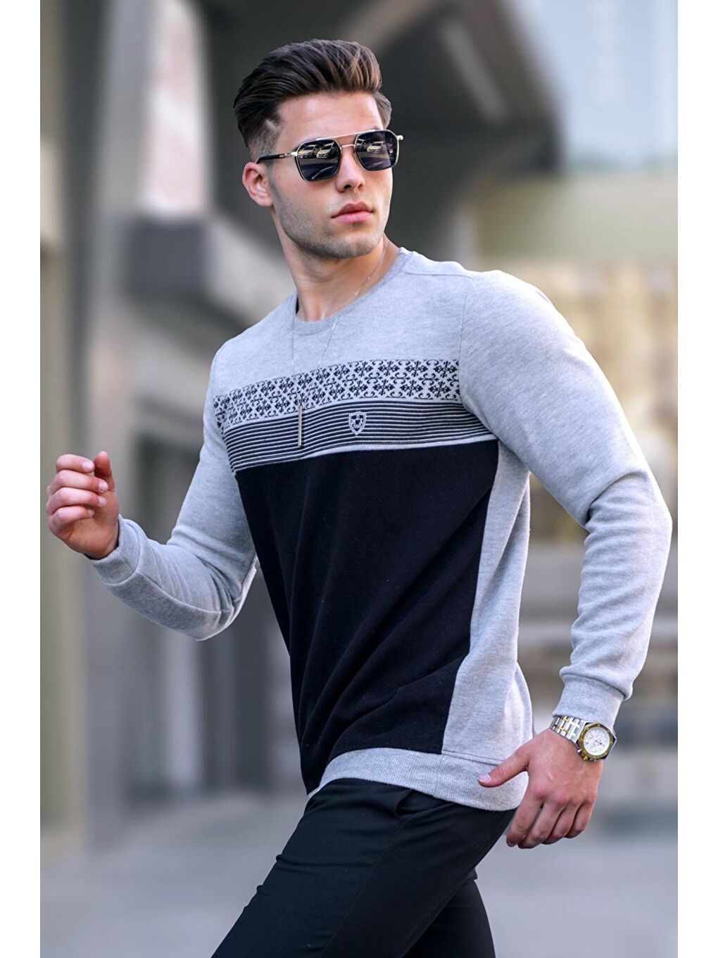 Grimelanj Desenli Bisiklet Yaka Triko Kazak 5964