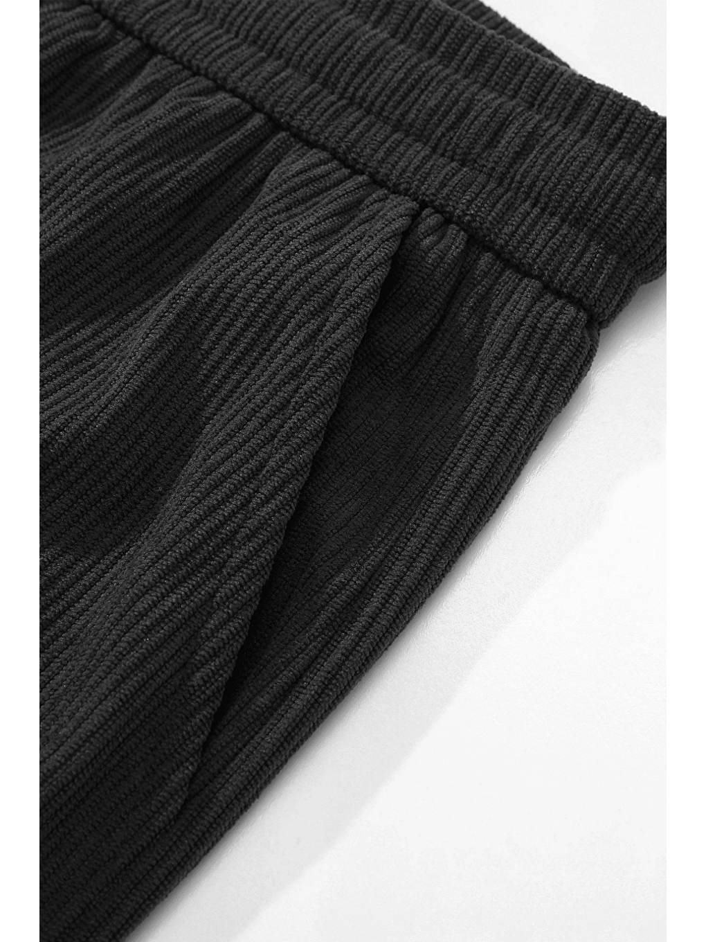 Siyah GENIUS Erkek Pantolon Fitilli Kadife Bol Paça Oversize Pantolon-1