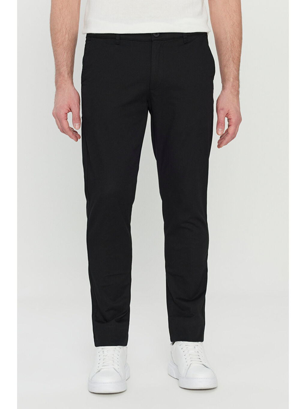 Erkek Siyah Pamuklu Slim Fit Dar Kesim Yan Cep Esnek Casual Pantolon