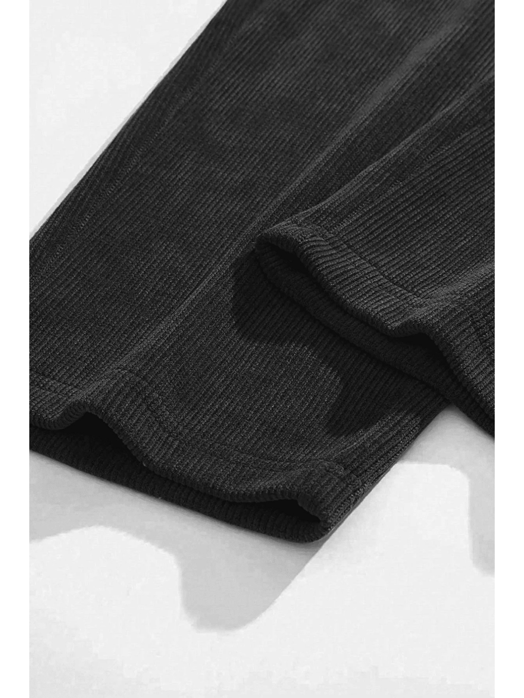 Siyah GENIUS Erkek Pantolon Fitilli Kadife Bol Paça Oversize Pantolon-2