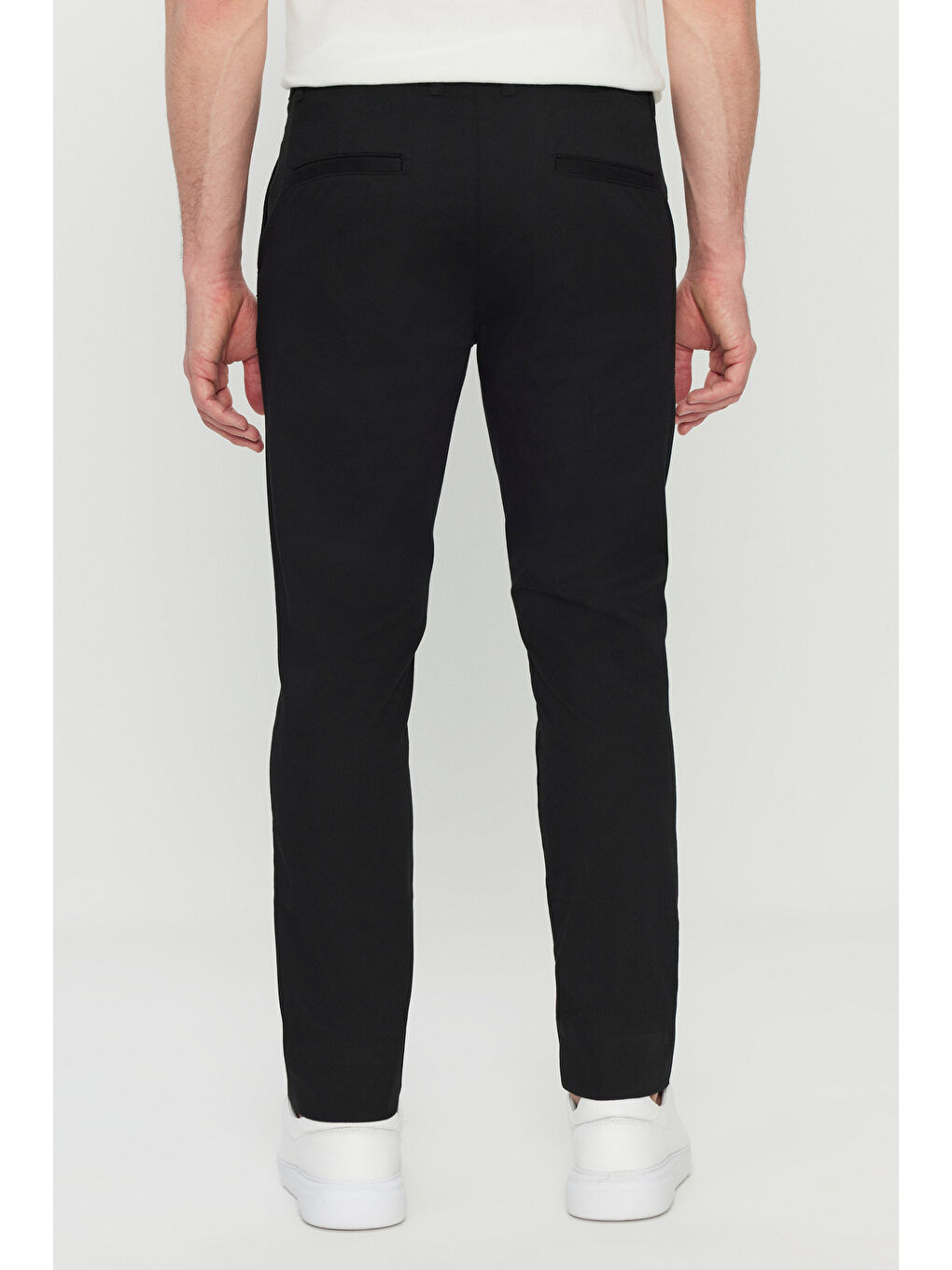 Erkek Siyah Pamuklu Slim Fit Dar Kesim Yan Cep Esnek Casual Pantolon-4