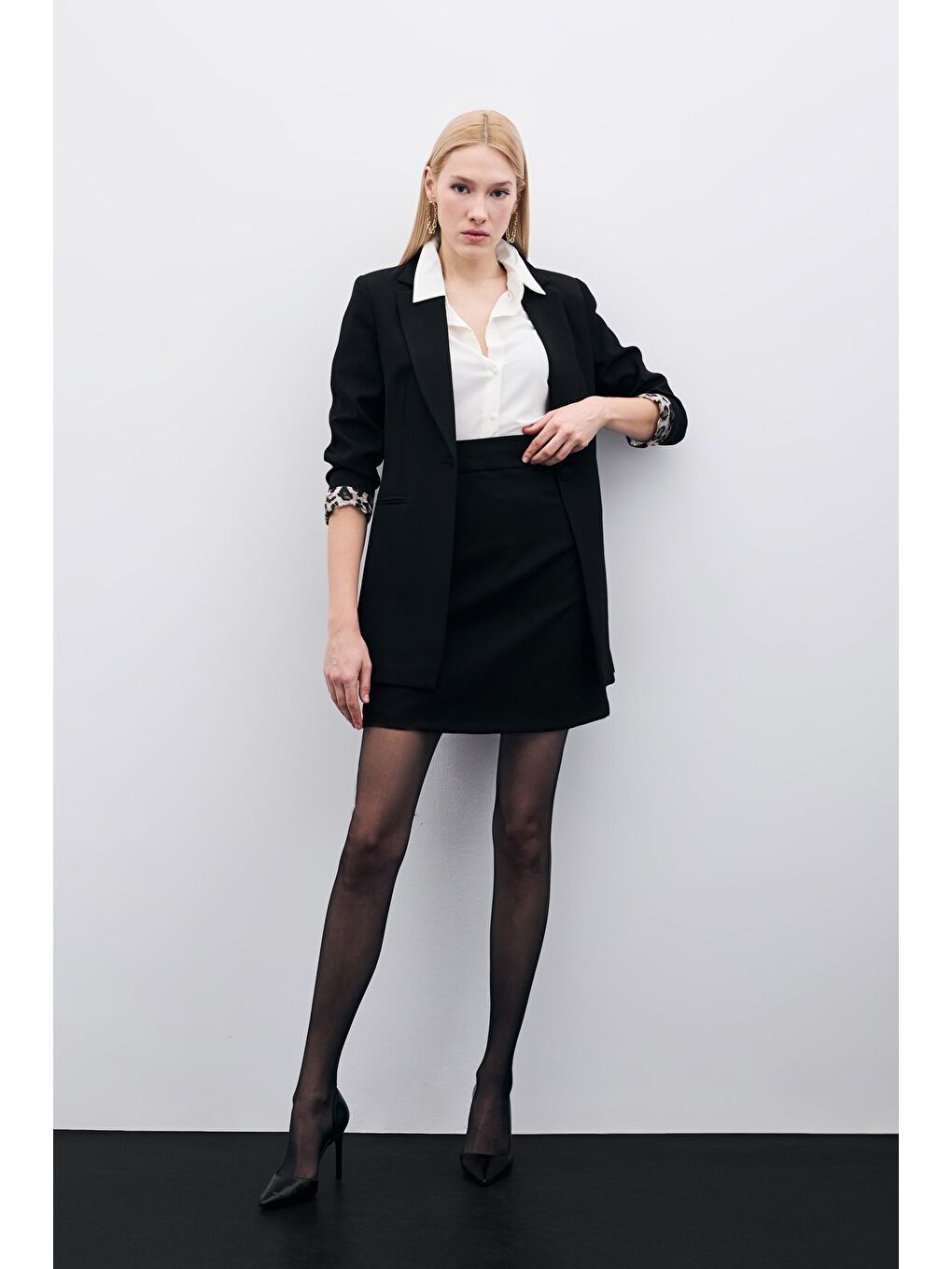 Düz Mini Etek - Siyah