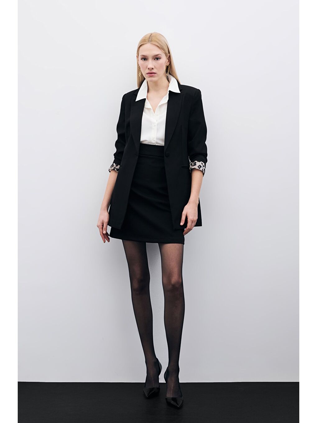 Düz Mini Etek - Siyah-1