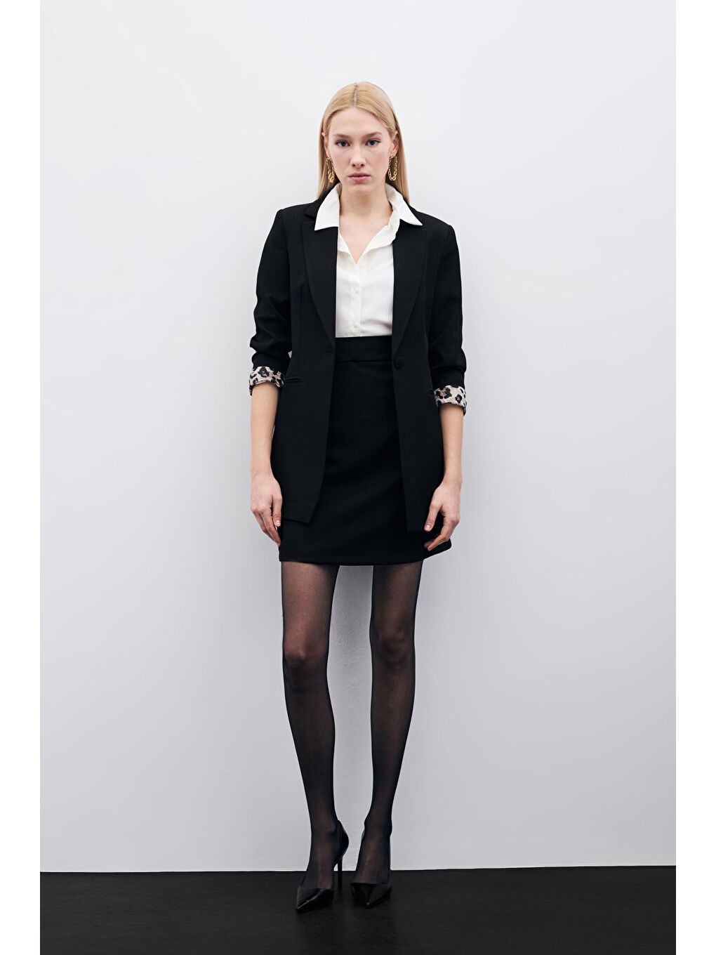 Düz Mini Etek - Siyah-2