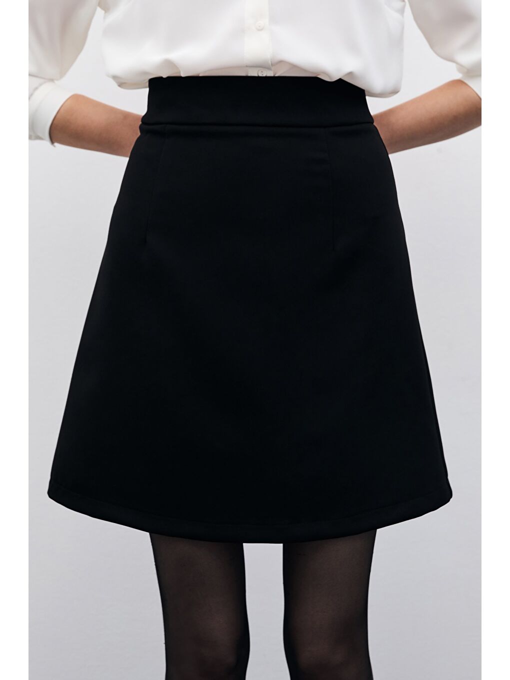 Düz Mini Etek - Siyah-6