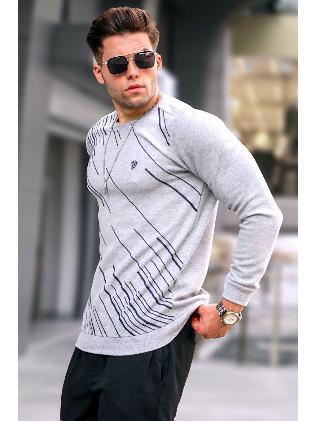 Grimelanj Desenli Bisiklet Yaka Triko Kazak 5963