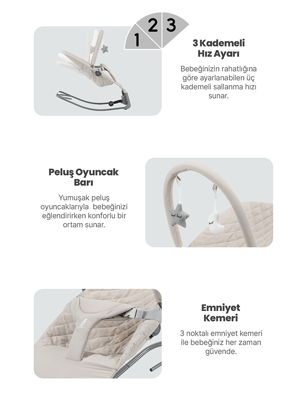 Robin Elektrikli Pilli Ana Kucağı Beige-1