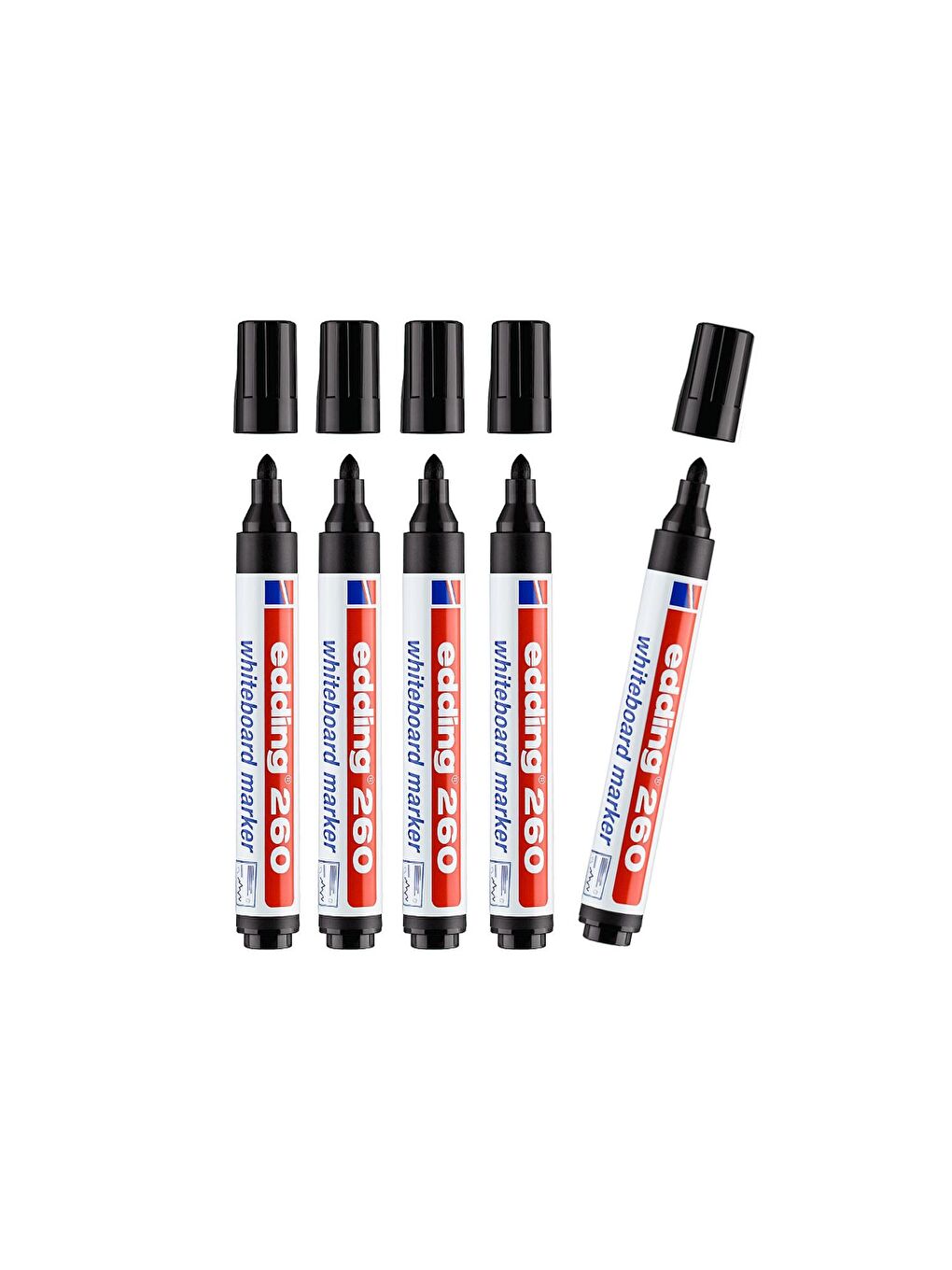 Edding 260 Beyaz Yazı Tahtası Kalemi Siyah 5 Li Set