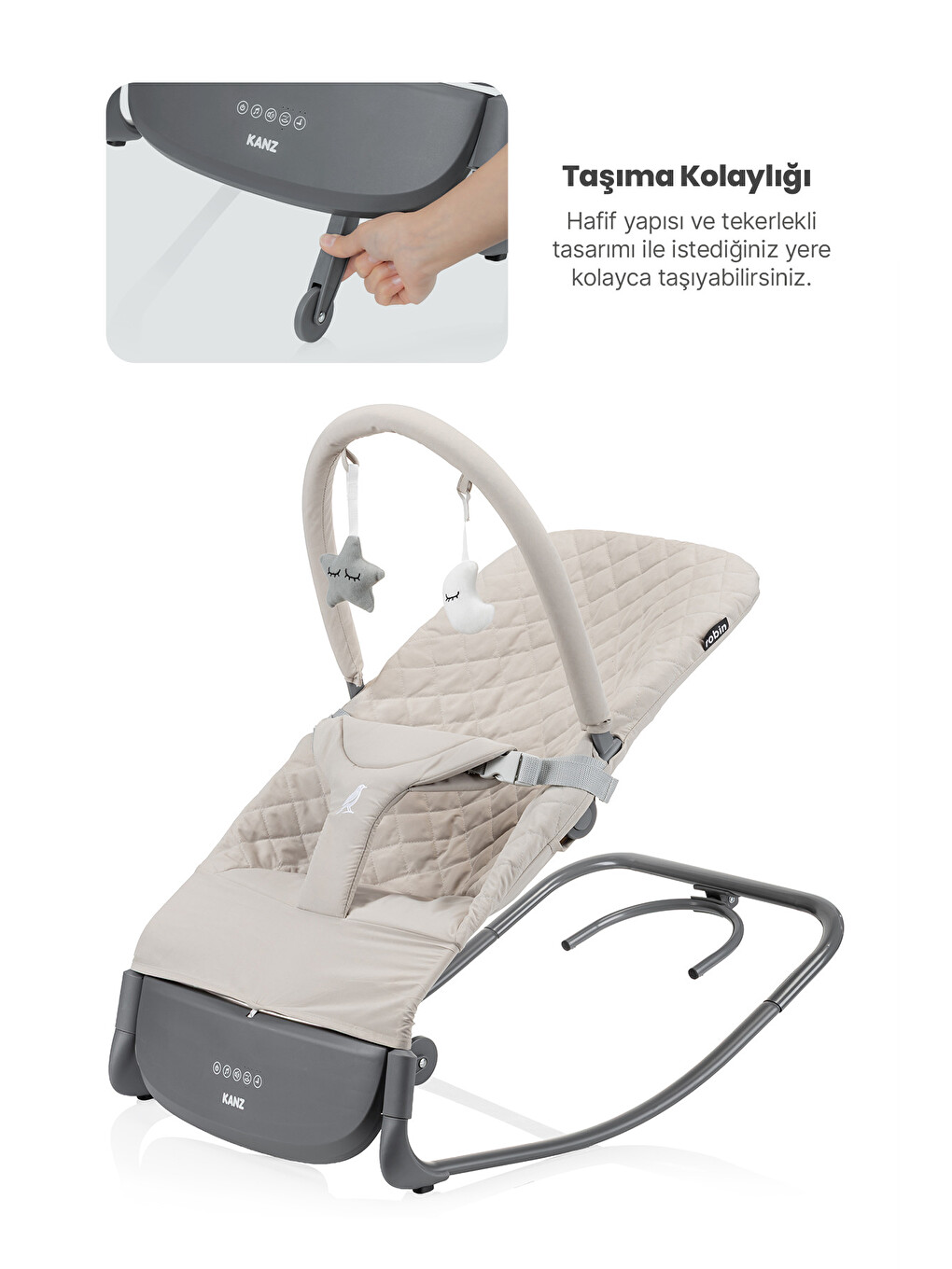 Robin Elektrikli Pilli Ana Kucağı Beige-5