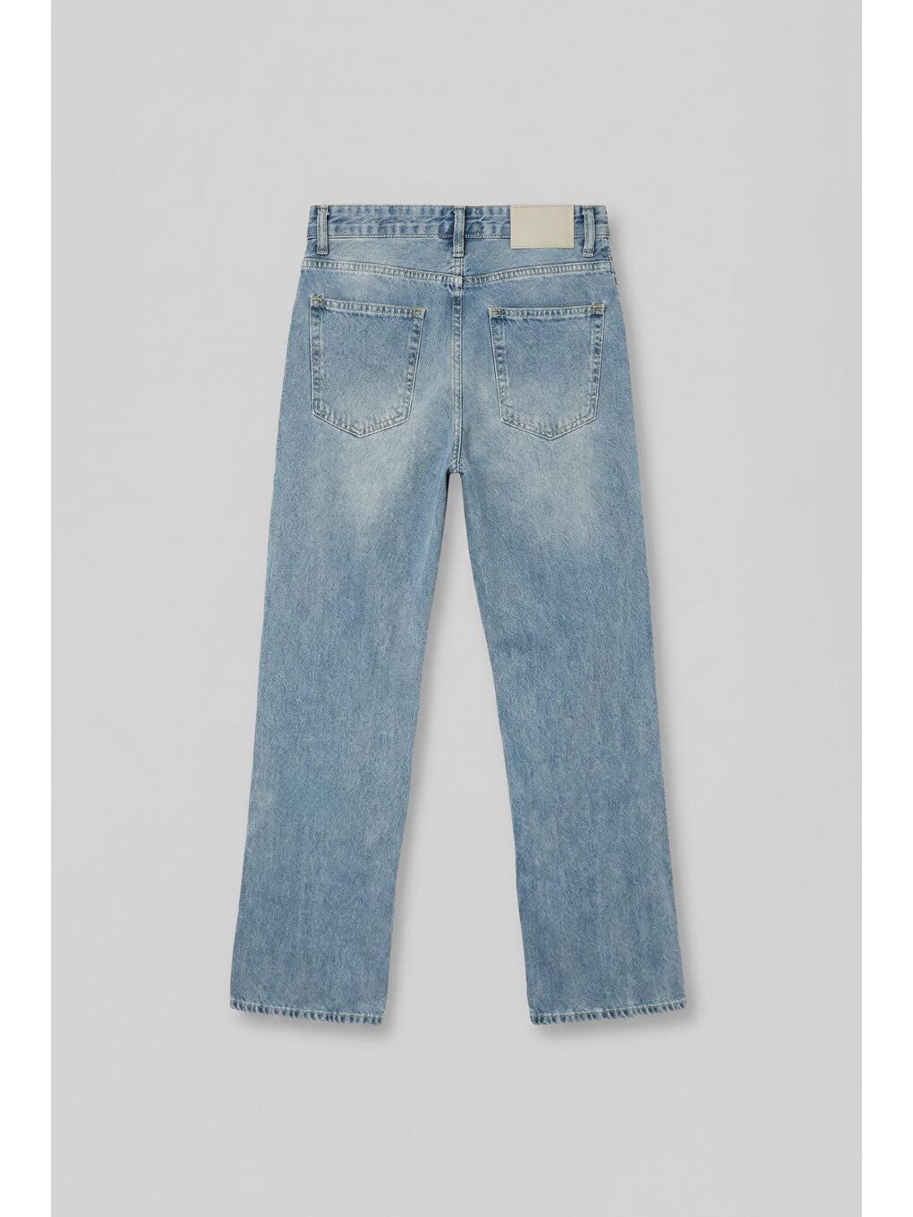 Erkek Baggy Fit Vintage Yıkama Dikiş Detaylı Jean Mavi-1