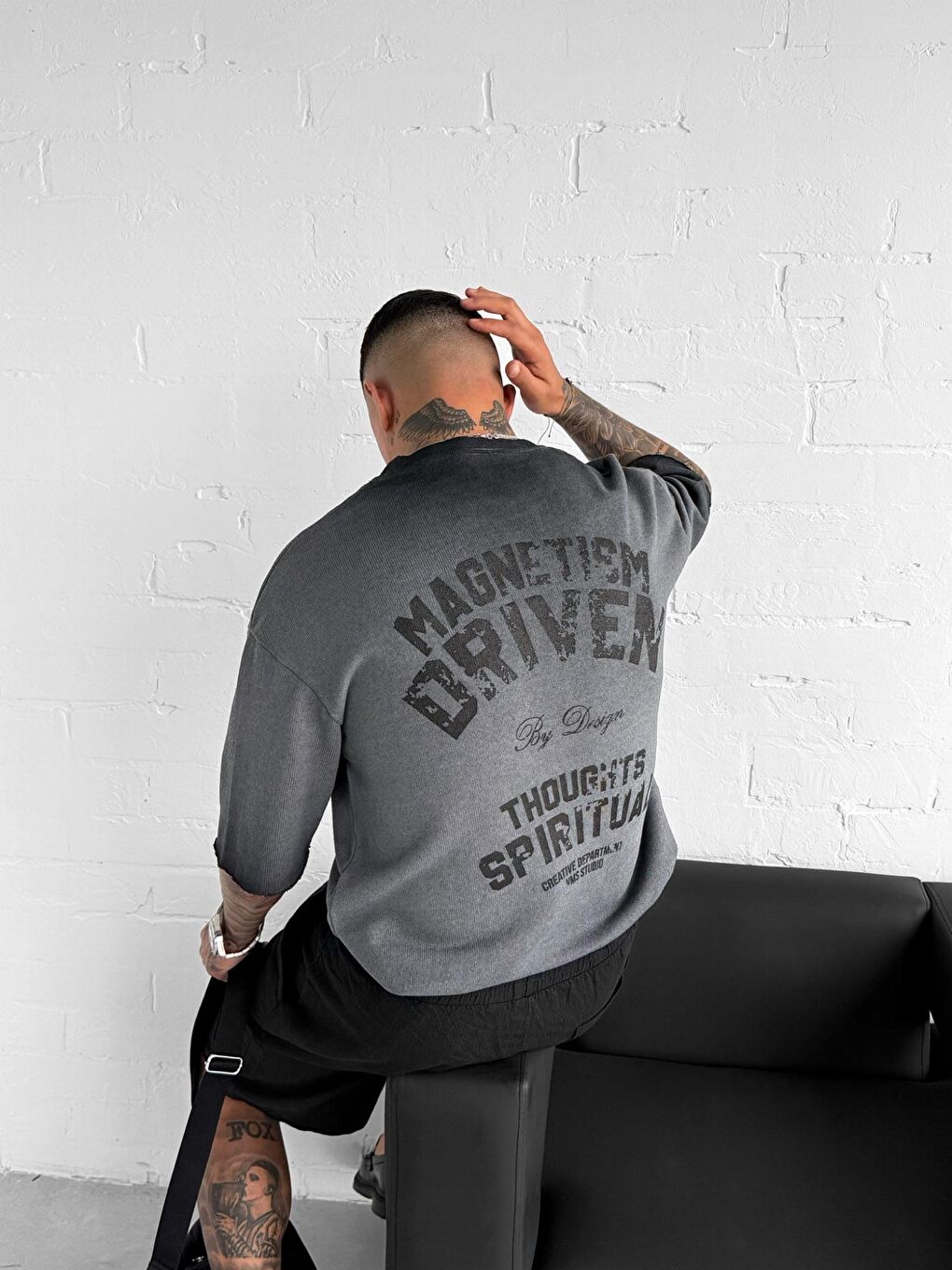 Erkek Yıkamalı Oversize Tişört Siyah-1