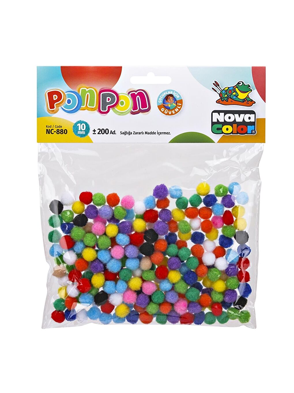 Nova Color Karışık Ponpon 10 mm 200 Adet (NC-880)