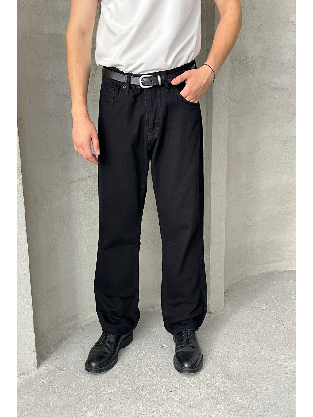 Siyah Erkek Baggy Jean Pantolon-1