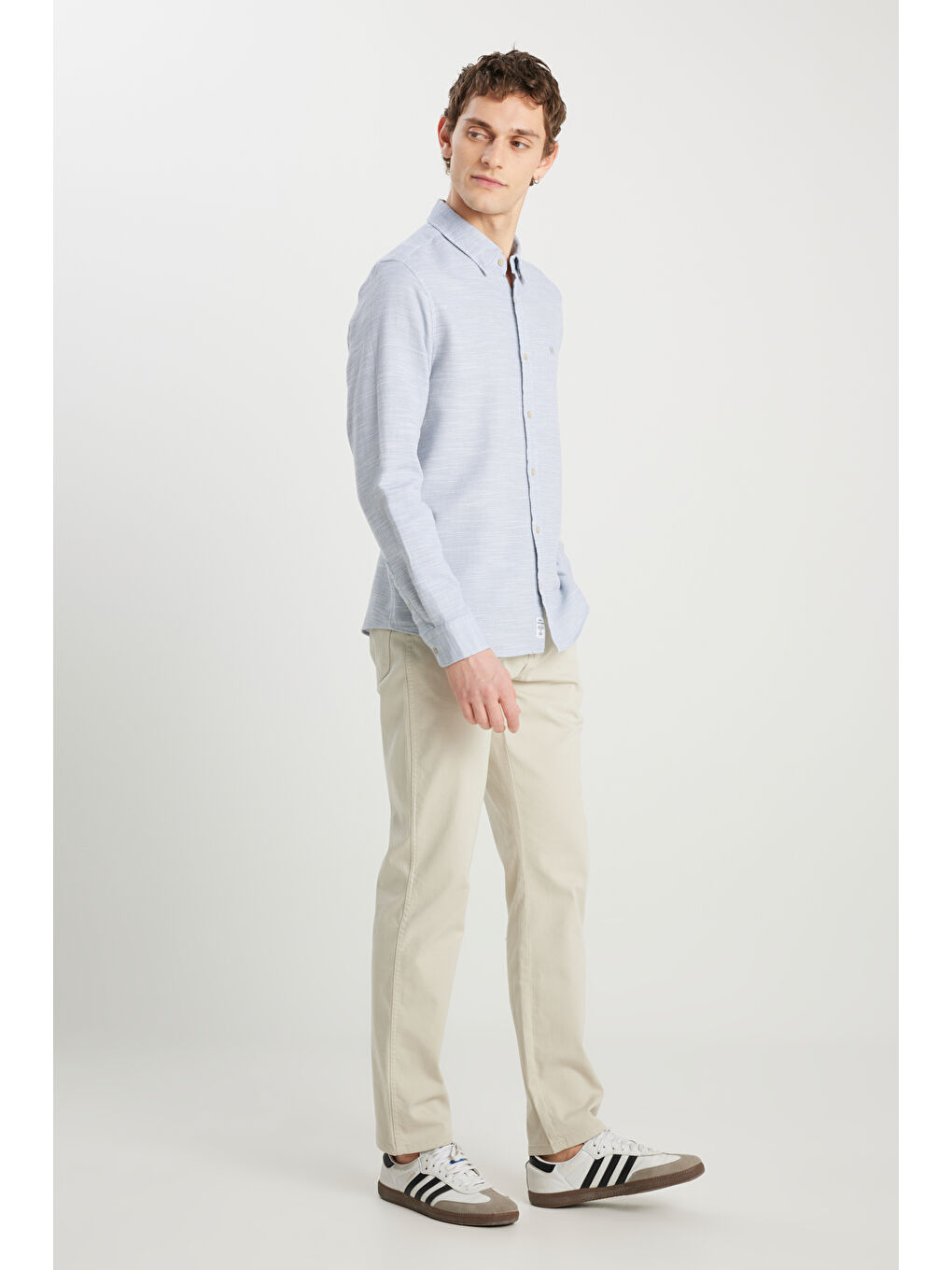 Bej Texas Straight Fit Düz Kesim Normal Bel Ekru Pamuklu Esnek Pantolon