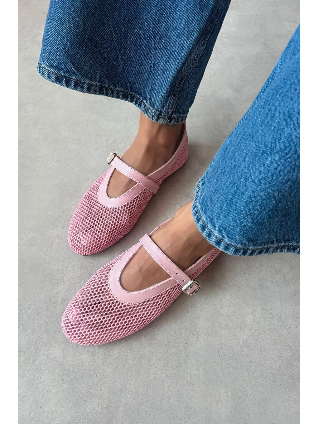 Pembe Carol Kadın File Detay Dantel Babet Pudra-1