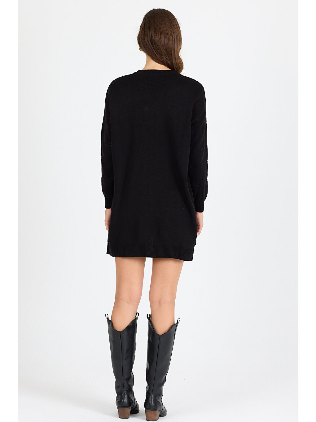 Siyah Kadın Sim Garnili Bisiklet Yaka Triko Bluz 21014 (Standart Beden s-m-l-xl Beden Uyumludur)-4