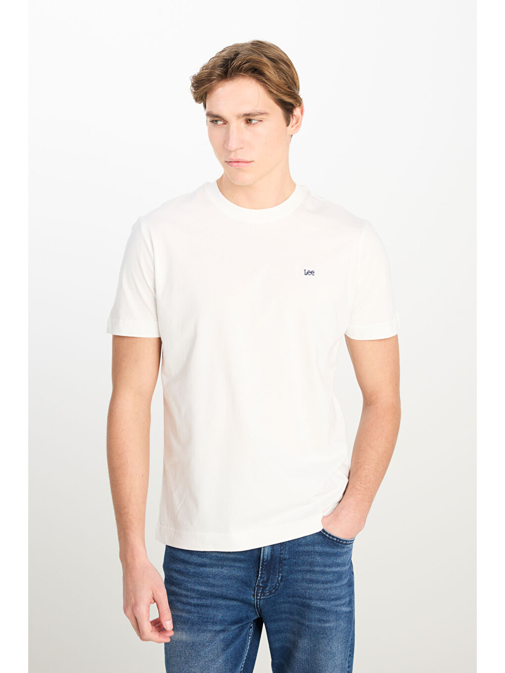 Regular Fit Normal Kesim Bisiklet Yaka Pamuklu Beyaz Tişört