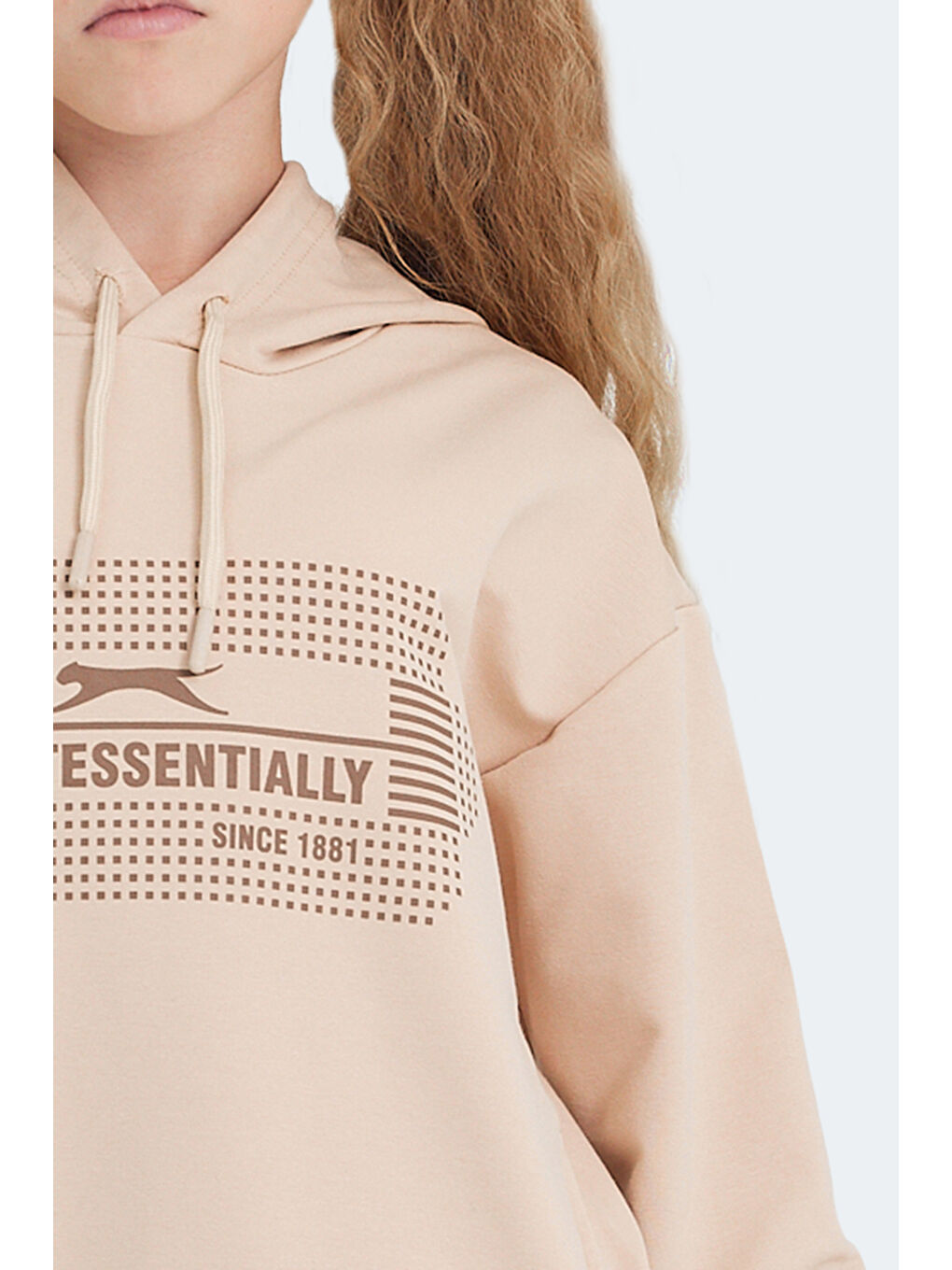 Kahverengi LAYO Unisex Çocuk Kapüşonlu Camel Sweatshırt-2