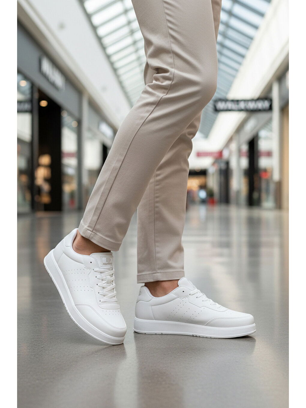 Beyaz Büyük Numara Bağcıklı Cilt Erkek Spor Ayakkabı 158 M-2