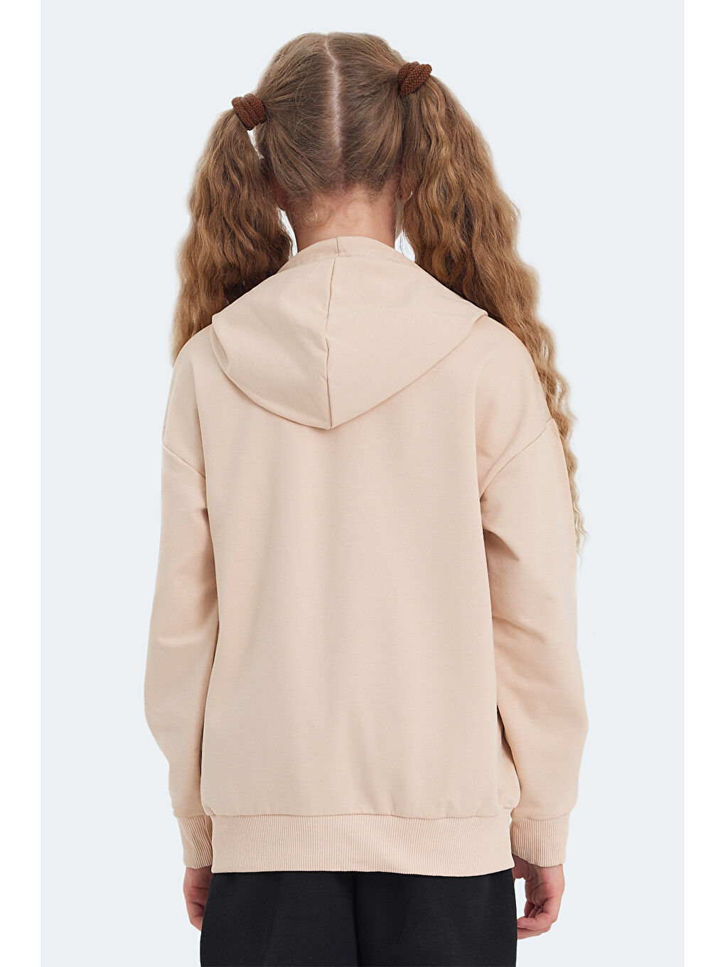 Kahverengi LAYO Unisex Çocuk Kapüşonlu Camel Sweatshırt-5