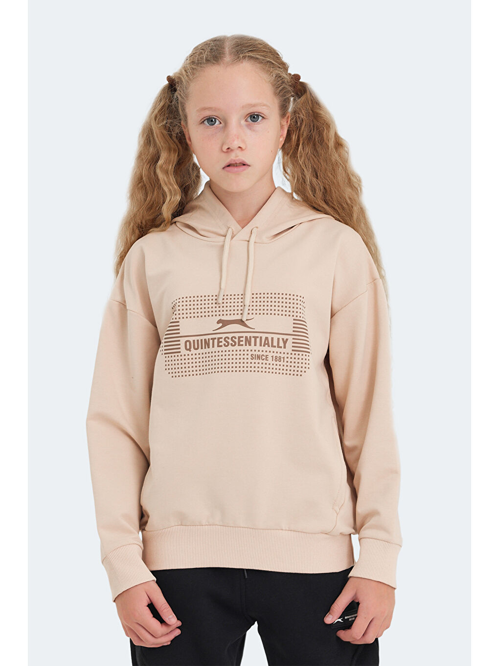 Kahverengi LAYO Unisex Çocuk Kapüşonlu Camel Sweatshırt-6