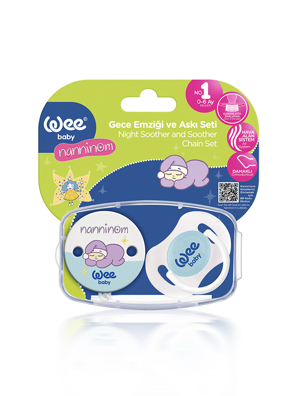 Nanninom Gece Emziği ve Emzik Askısı Seti-3