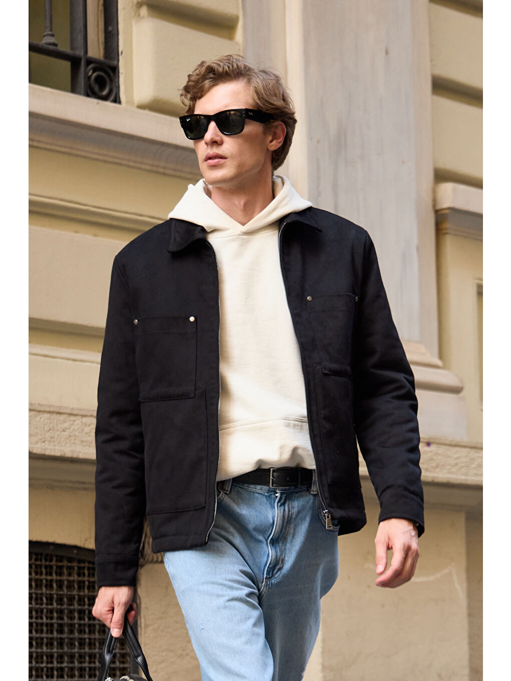 Erkek Pamuklu %100 Pamuk Ceket Mont Siyah-2