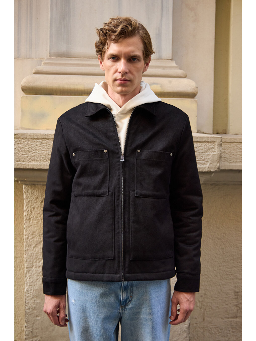 Erkek Pamuklu %100 Pamuk Ceket Mont Siyah-3