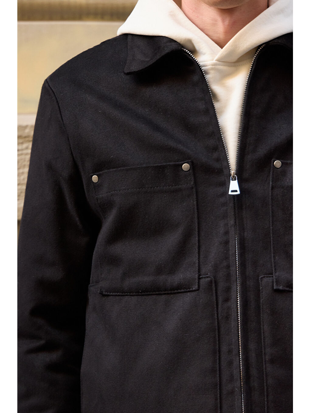 Erkek Pamuklu %100 Pamuk Ceket Mont Siyah-4